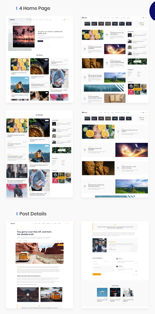 Blooria-响应设计博客HTML模板带电商页面