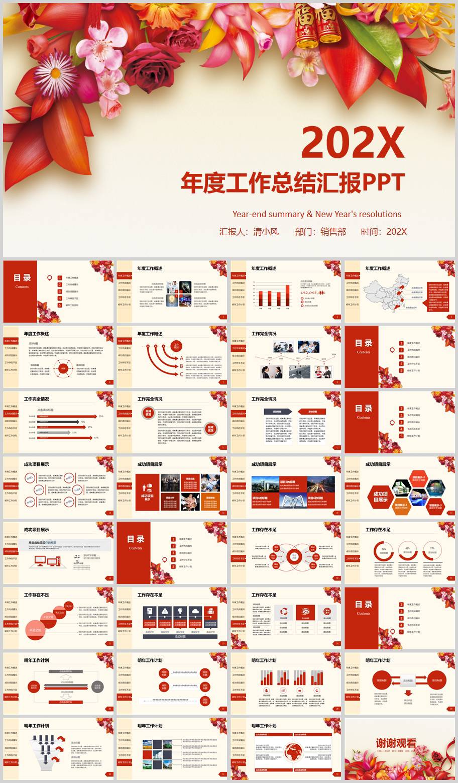 喜庆的年度工作总结汇报PPT