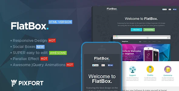 FlatBox - 软件着陆页HTML模板 FlatBox - 软件着陆页HTML模板