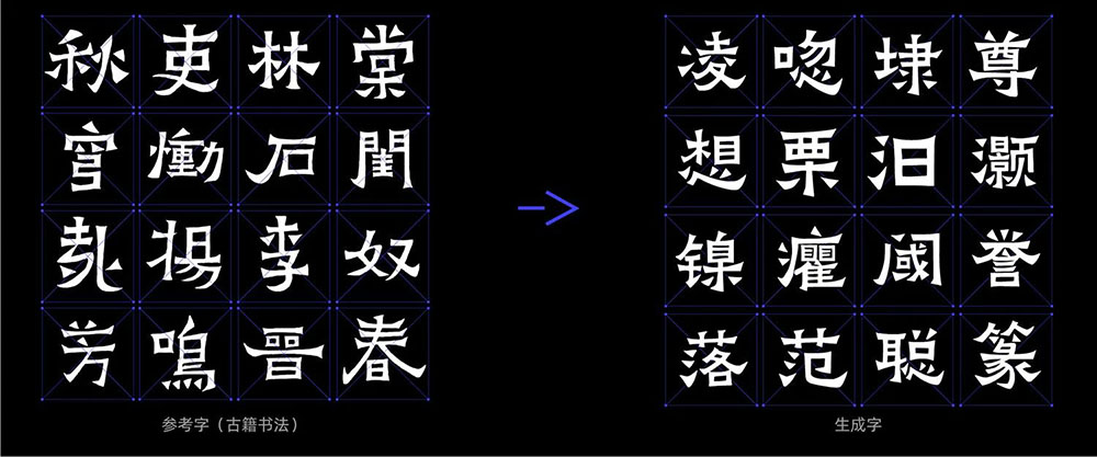 【阿里妈妈刀隶体】介于隶楷之间，保持着浓重的隶书方笔意味