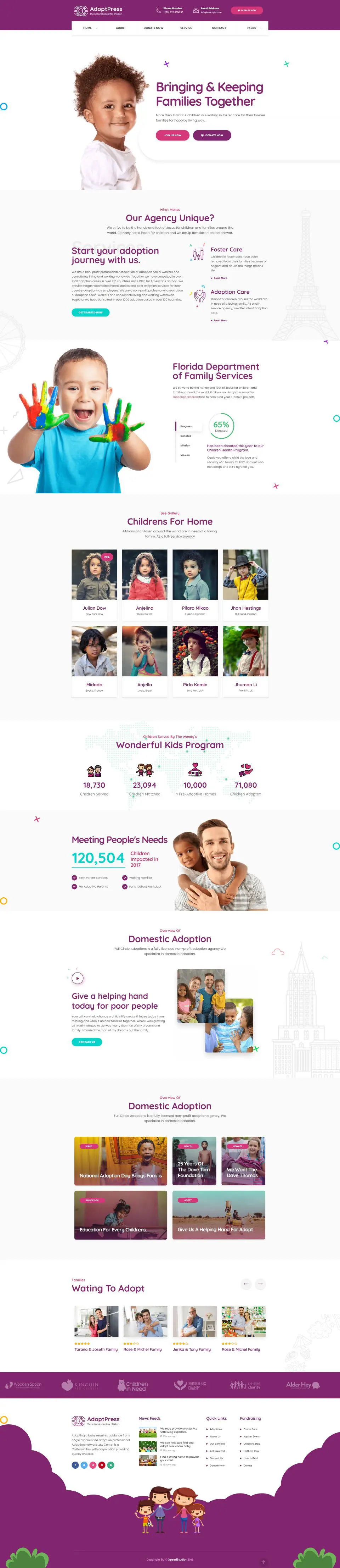 AdoptPress 孩子宠物收养类HTML模板