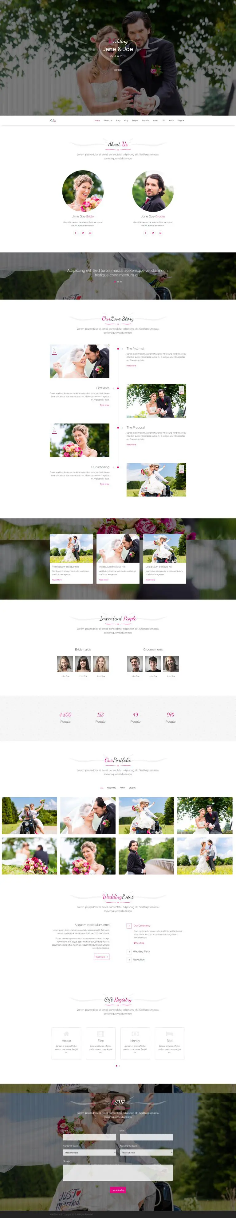 Arlin 基于Bootstrap4制作的婚礼网站Html5模板
