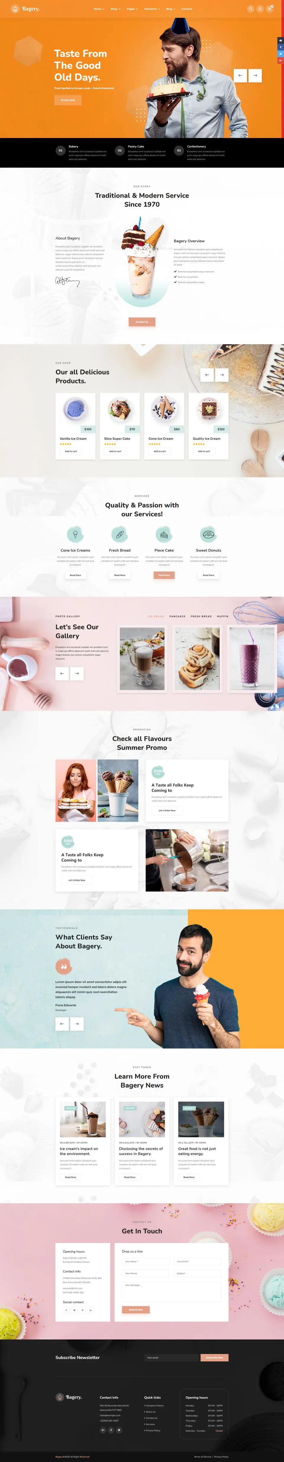 Bagery 响应式Bootstrap4冰淇淋甜品店电商网页模板