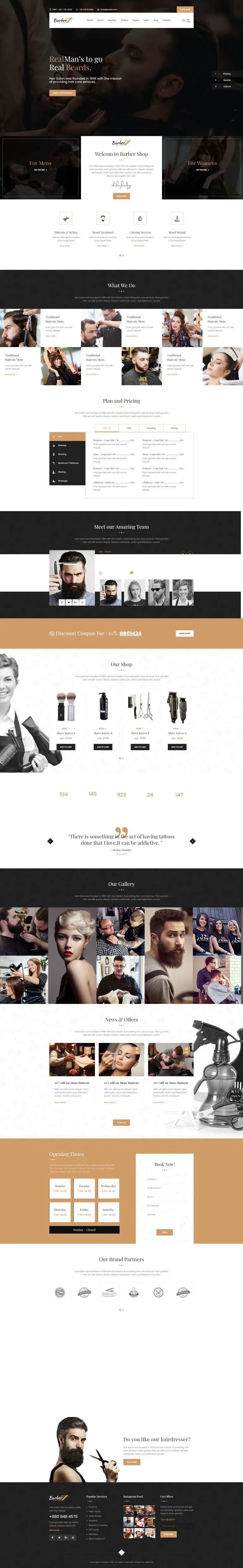 Barber 精美响应式美发理发Bootstrap模板