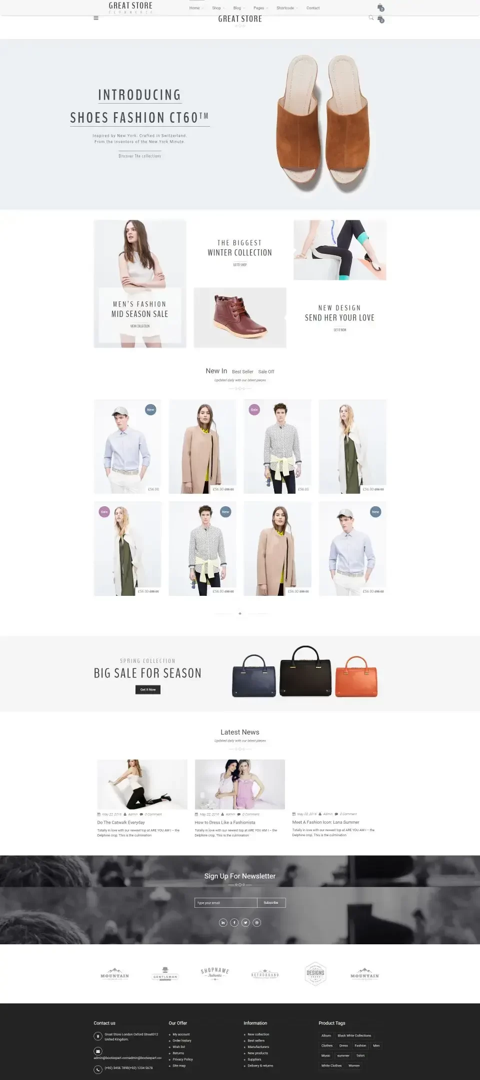 GreatStore 清新BootStrap电商鞋服商城HTML模板