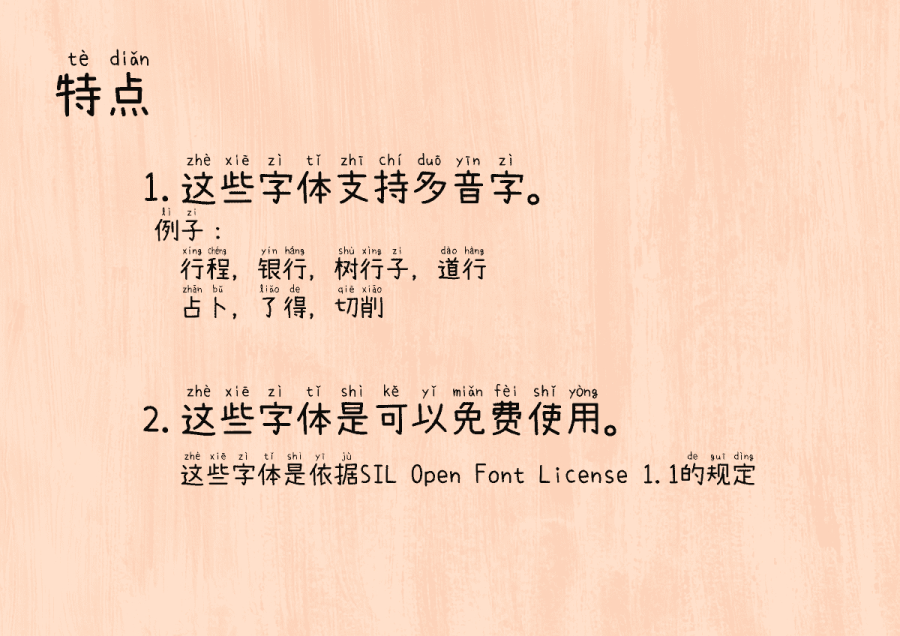 【萌神手写体】自带拼音（支持多音字）的手写字体