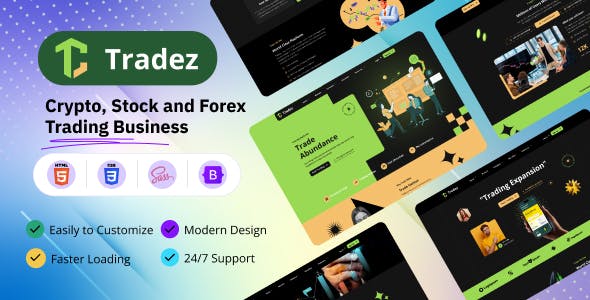 Tradez 股票和外汇交易分析网站模板