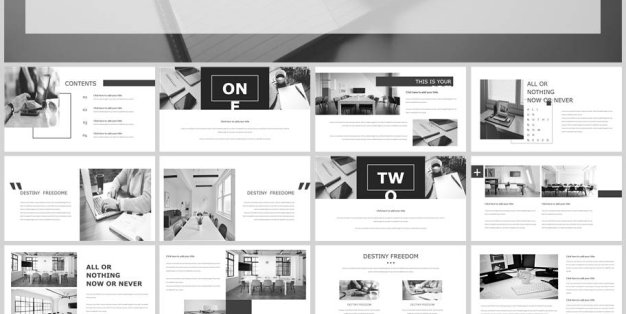 2022年黑白英语年度报告ppt模板