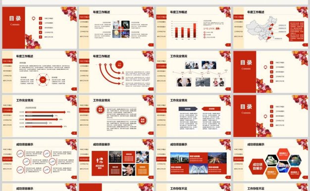 喜庆的年度工作总结汇报PPT