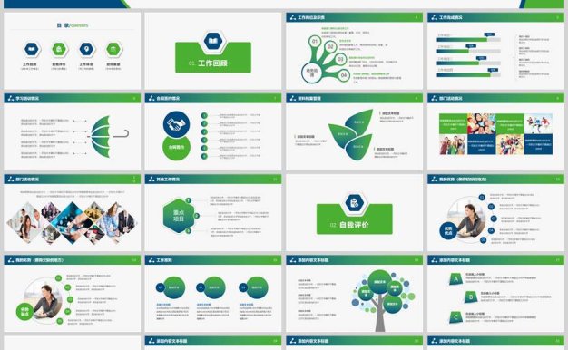 蓝绿简约设计述职报告PPT模板