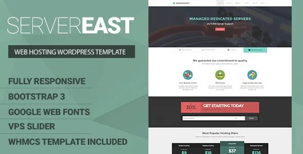 ServerEast VPS - 主机运营商网站模板WordPress主题+WHMCS