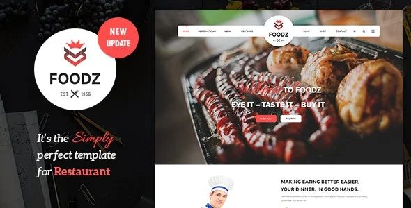 Foodz – 餐厅水疗沙龙Joomla模板