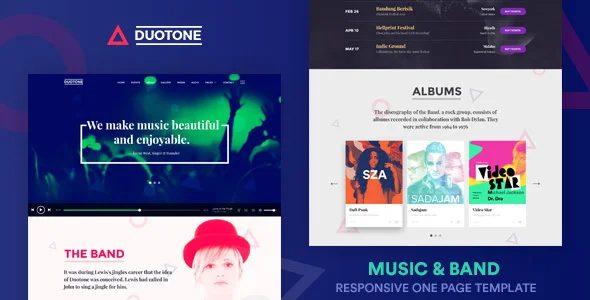 Duotone v1.1 – 音乐/乐队HTML模板