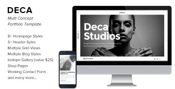 Deca v1.1 – 创意多概念作品展示HTML模板