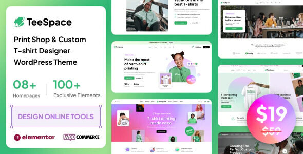 TeeSpace – 打印定制T恤设计师网站WordPress主题