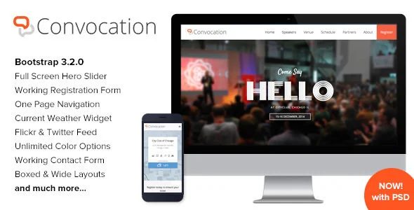 Convocation v1.2 - 活动事件/会议HTML着陆页