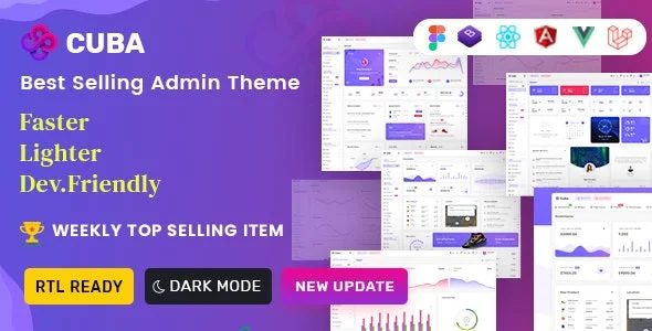 Cuba- Bootstrap 4 & 5 HTML React, Angular 13 VueJS & Laravel 后台管理模板