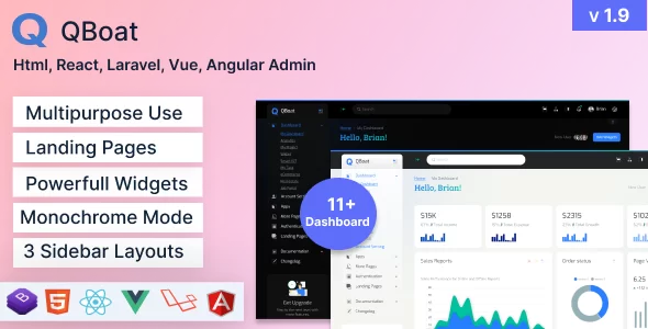 Qboat - Bootstrap 5 响应式管理仪表板模板