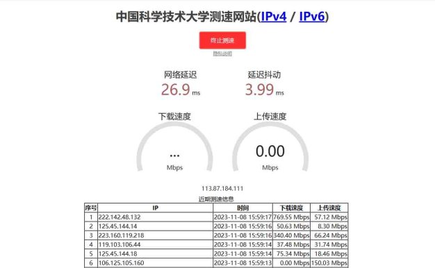 中科大测速网 – 免费无广代码开源的在线测速工具