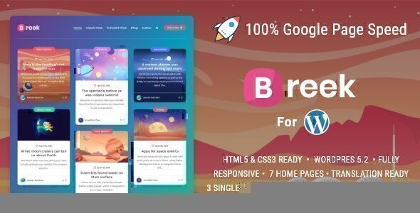 Breek 简约瀑布流博客模板WordPress主题