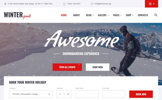 Winter Sports-冬季运动滑雪HTML5网站模板